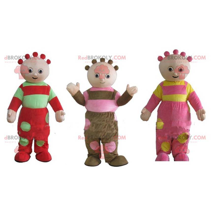 3 mascotes bonecos engraçados e coloridos - Redbrokoly.com