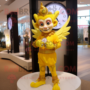 Gul Cupid maskot kostym...