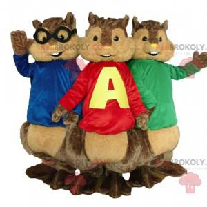 3 Eichhörnchen-Maskottchen von Alvin und den Chipmunks -