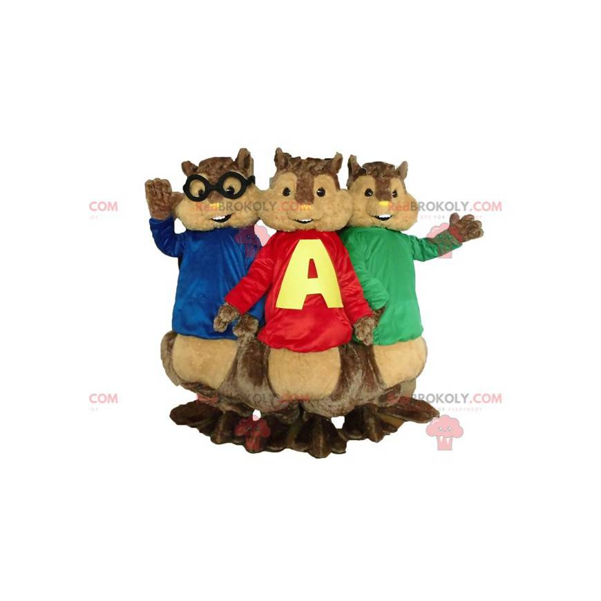 3 Eichhörnchen-Maskottchen von Alvin und den Chipmunks -