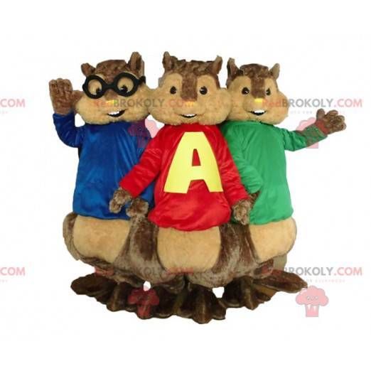 3 mascottes d'écureuils d'Alvin et les Chipmunks -