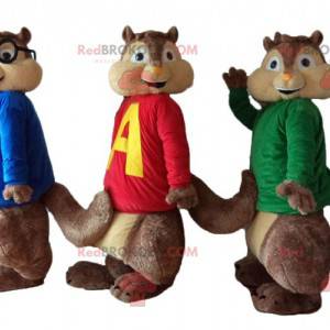 3 mascottes d'écureuils d'Alvin et les Chipmunks -