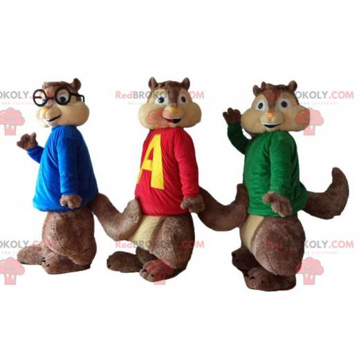 3 Eichhörnchen-Maskottchen von Alvin und den Chipmunks -