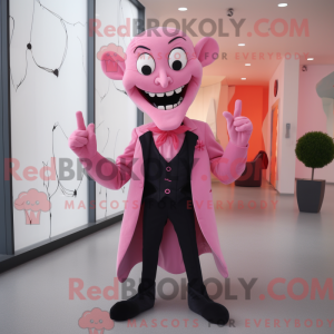 Maskotkarakter av en rosa...