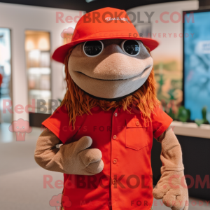Mascottefiguur van een rode...