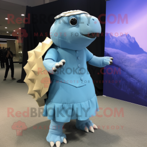 Sky Blue Glyptodon mascot costume character dressed with a Sheath Dress and Cufflinks