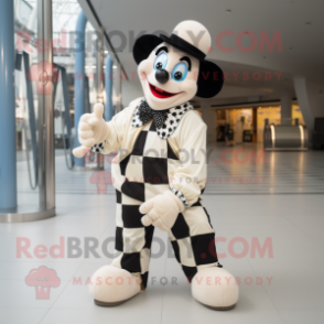 Cream Mime mascot costume character dressed with a Jacket and Anklets