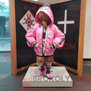 Mascottefiguur van een roze...