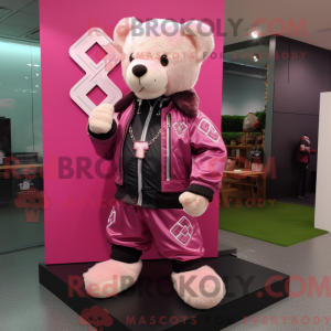 Maskottchenfigur eines rosa...