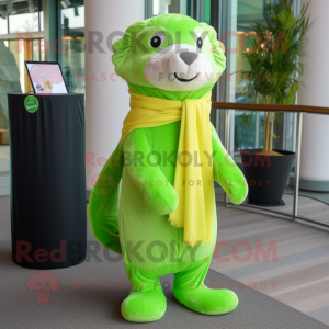 Lime Green Otter mascotte...