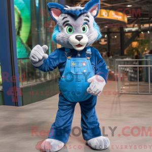 Maskot karakter av en blå...