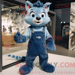 Maskot karakter av en blå...