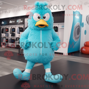 Maskotkarakter af en Cyan...