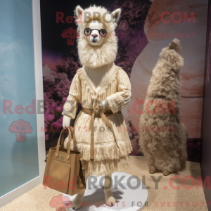 Maskotkarakter af en beige...