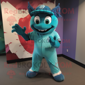 Teal Devil mascotte kostuum...