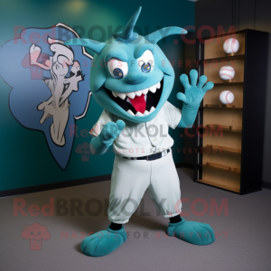 Teal Devil mascotte kostuum...