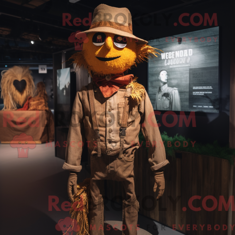 Mascot character of a Rust Scarecrow dressed with a T-Shirt and Lapel pins Mascot character of a Rust Scarecrow dressed with a T-Shirt and Lapel pins