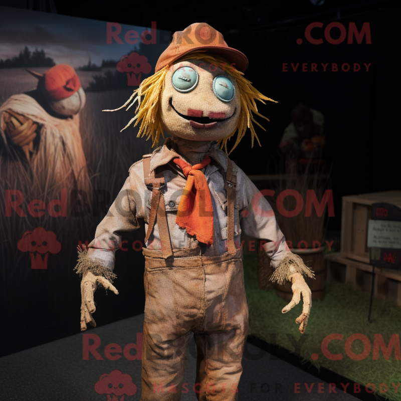 Mascot character of a Rust Scarecrow dressed with a T-Shirt and Lapel pins Mascot character of a Rust Scarecrow dressed with a T-Shirt and Lapel pins