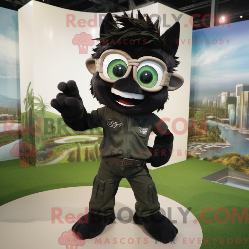 Mascot character of a Black Tooth Fairy dressed with a Cargo Pants and Sunglasses Mascot character of a Black Tooth Fairy dressed with a Cargo Pants and Sunglasses