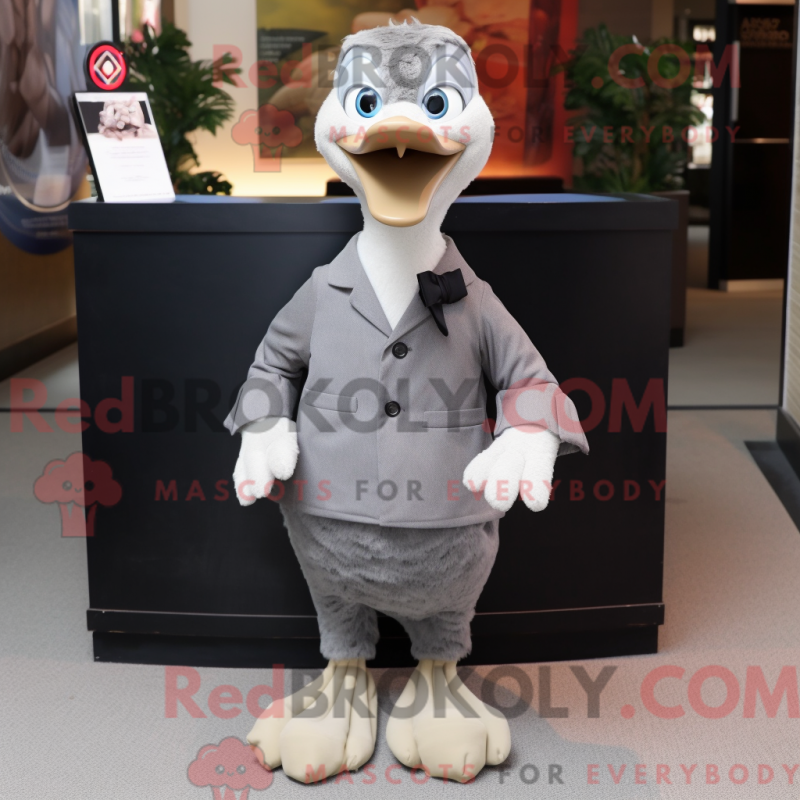 Mascot character of a Gray Geese dressed with a Suit and Scarf clips Mascot character of a Gray Geese dressed with a Suit and Scarf clips