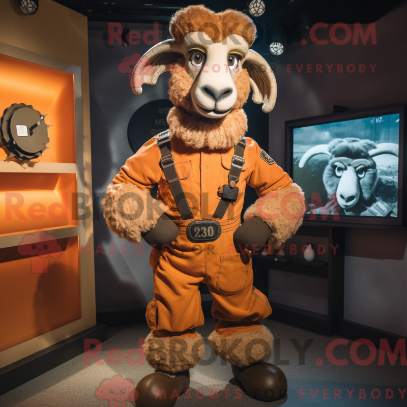 Mascot character of a Rust Ram dressed with a Romper and Suspenders Mascot character of a Rust Ram dressed with a Romper and Suspenders