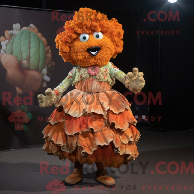 Mascot character of a Rust Cauliflower dressed with a Skirt and Foot pads Mascot character of a Rust Cauliflower dressed with a Skirt and Foot pads