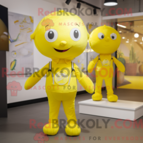 Mascot character of a Lemon Yellow Alliance dressed with a Playsuit and Suspenders