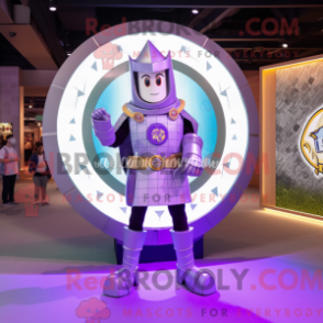 Mascot character of a Lavender Celtic Shield dressed with a Skinny Jeans and Digital watches