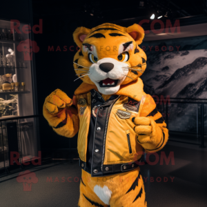 Gul Tiger maskot kostume...