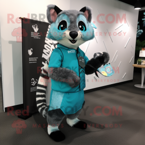 Cyan Civet maskot kostume...