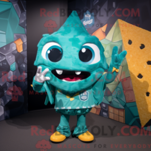 Mascot character of a Teal Nachos dressed with a Bikini and Earrings