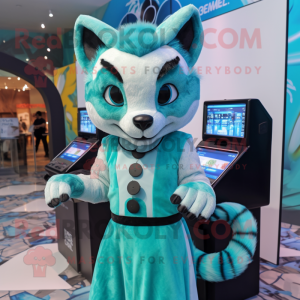 Cyan Civet maskot kostume...