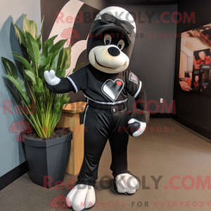 Mascot character of a Black Arrow Of Love dressed with a Baseball Tee and Ties