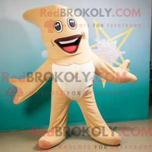 Mascot character of a Beige Starfish dressed with a Rash Guard and Foot pads