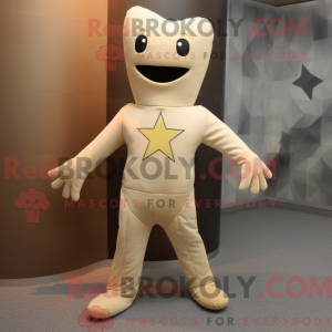 Mascot character of a Beige Starfish dressed with a Rash Guard and Foot pads