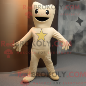Mascot character of a Beige Starfish dressed with a Rash Guard and Foot pads