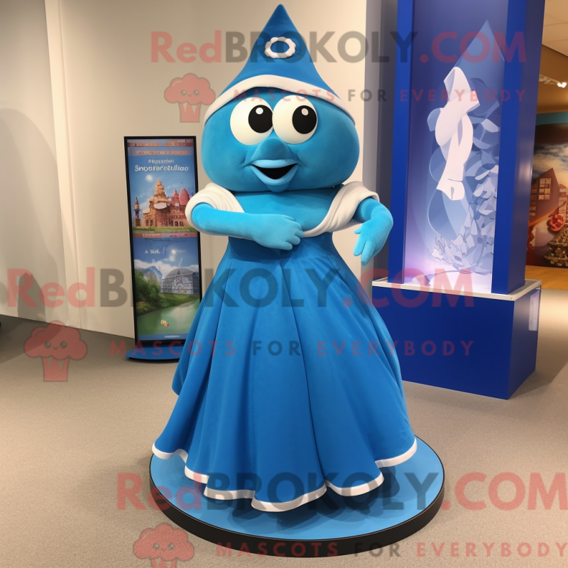 Mascot character of a Blue Hourglass dressed with a Maxi Skirt and Shoe clips Mascot character of a Blue Hourglass dressed with a Maxi Skirt and Shoe clips
