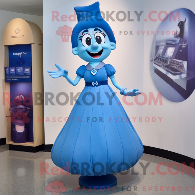 Mascot character of a Blue Hourglass dressed with a Maxi Skirt and Shoe clips Mascot character of a Blue Hourglass dressed with a Maxi Skirt and Shoe clips