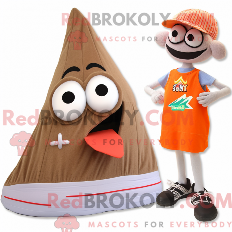 Mascot character of a Tan Aglet dressed with a Bikini and Shoe clips Mascot character of a Tan Aglet dressed with a Bikini and Shoe clips