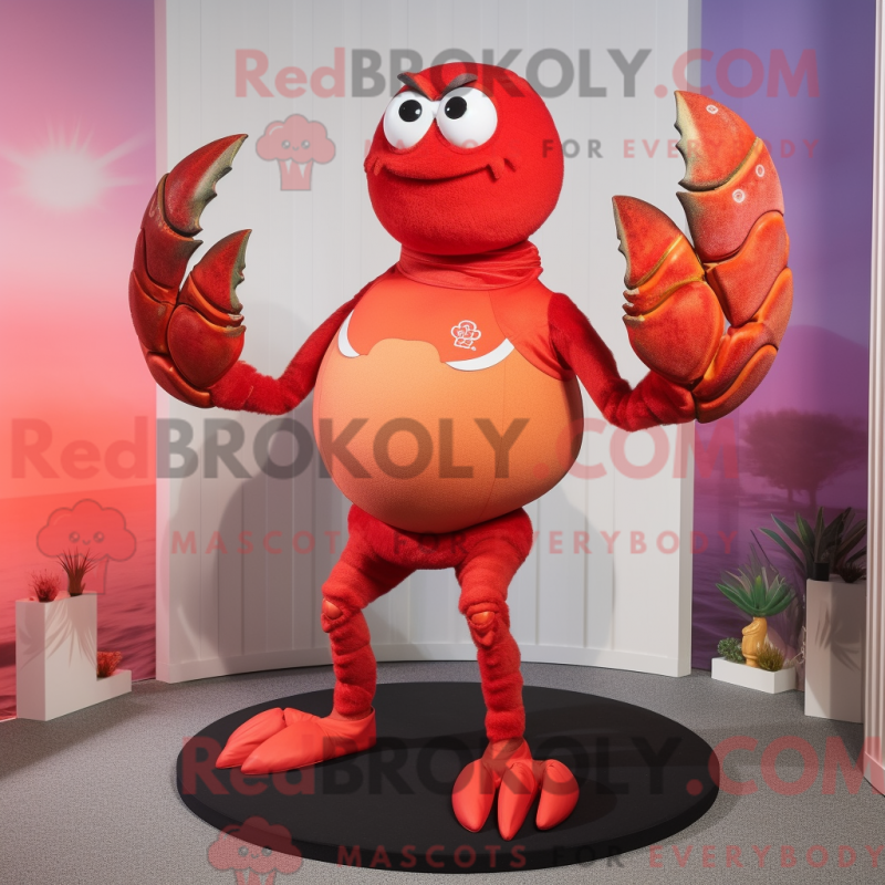 Mascot character of a Red Hermit Crab dressed with a Yoga Pants and Hairpins Mascot character of a Red Hermit Crab dressed with a Yoga Pants and Hairpins