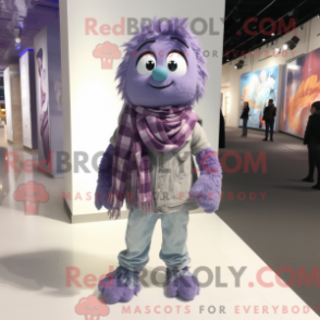 Mascot character of a Lavender Pendant dressed with a Boyfriend Jeans and Scarf clips