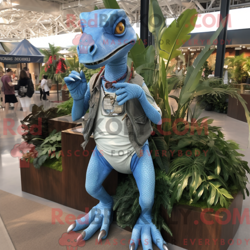 Mascot character of a Sky Blue Dimorphodon dressed with a Chambray Shirt and Bracelet watches Mascot character of a Sky Blue Dimorphodon dressed with a Chambray Shirt and Bracelet watches