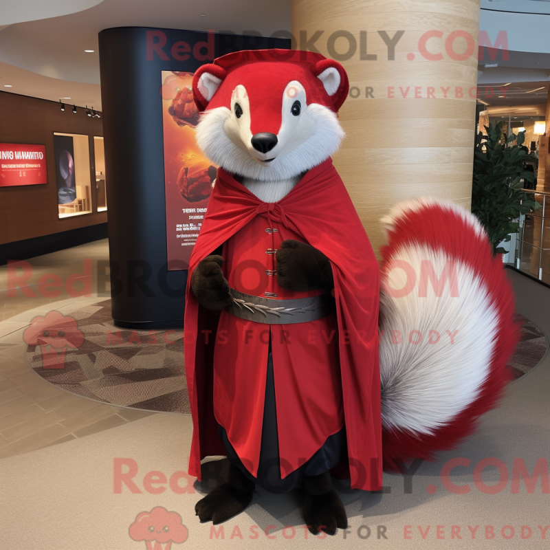 Mascot character of a Red Skunk dressed with a Sheath Dress and Shawls Mascot character of a Red Skunk dressed with a Sheath Dress and Shawls