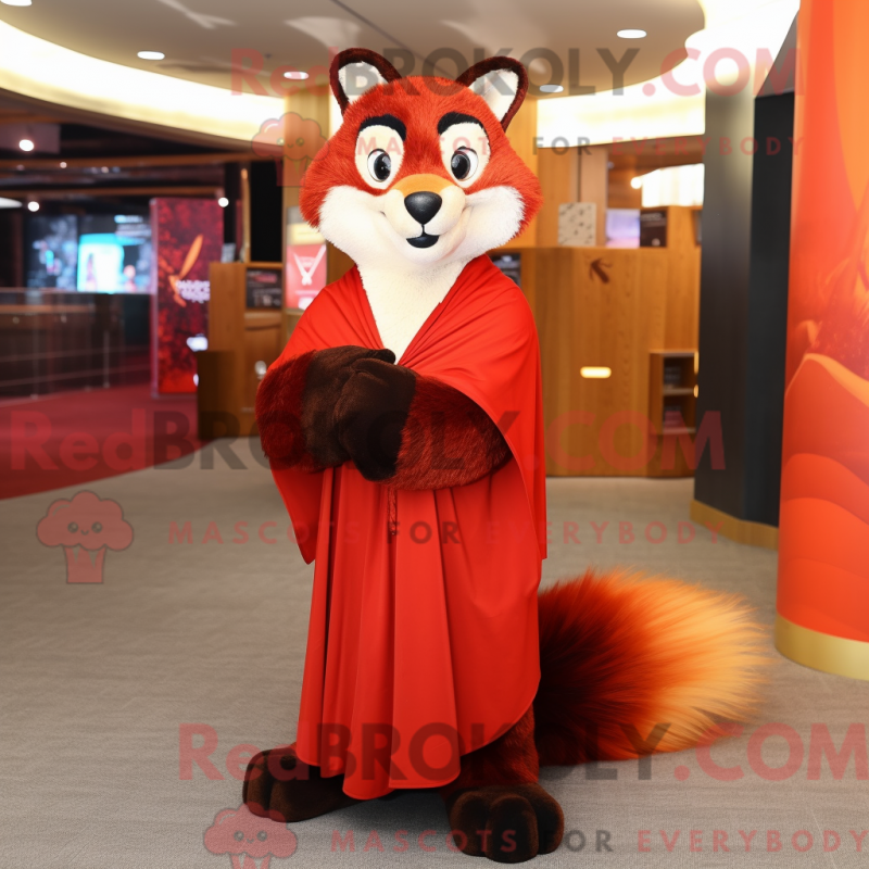 Mascot character of a Red Skunk dressed with a Sheath Dress and Shawls Mascot character of a Red Skunk dressed with a Sheath Dress and Shawls