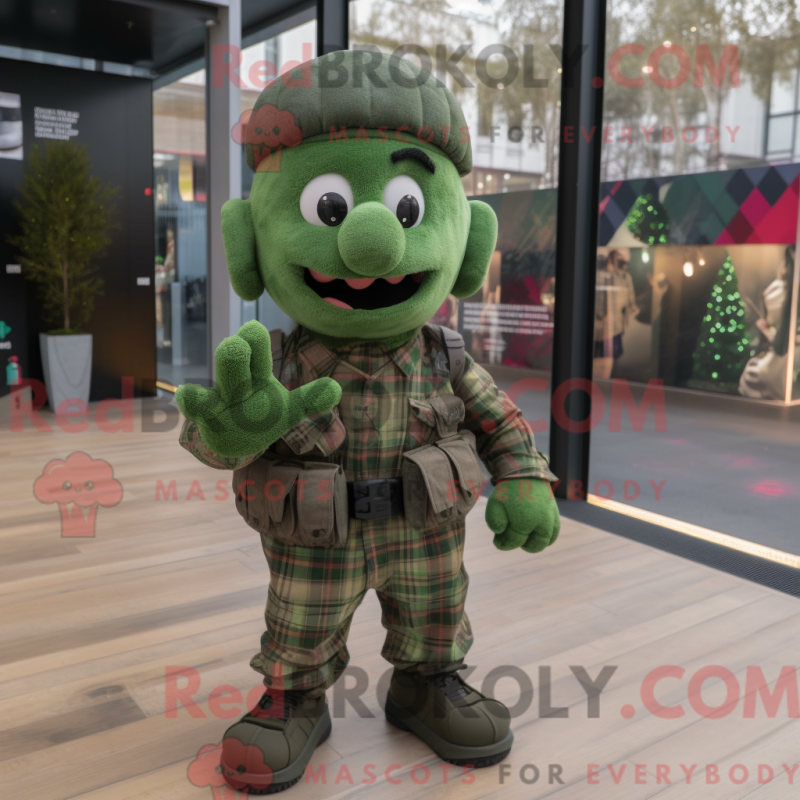 Mascot character of a Green Para Commando dressed with a Flannel Shirt and Cummerbunds Mascot character of a Green Para Commando dressed with a Flannel Shirt and Cummerbunds