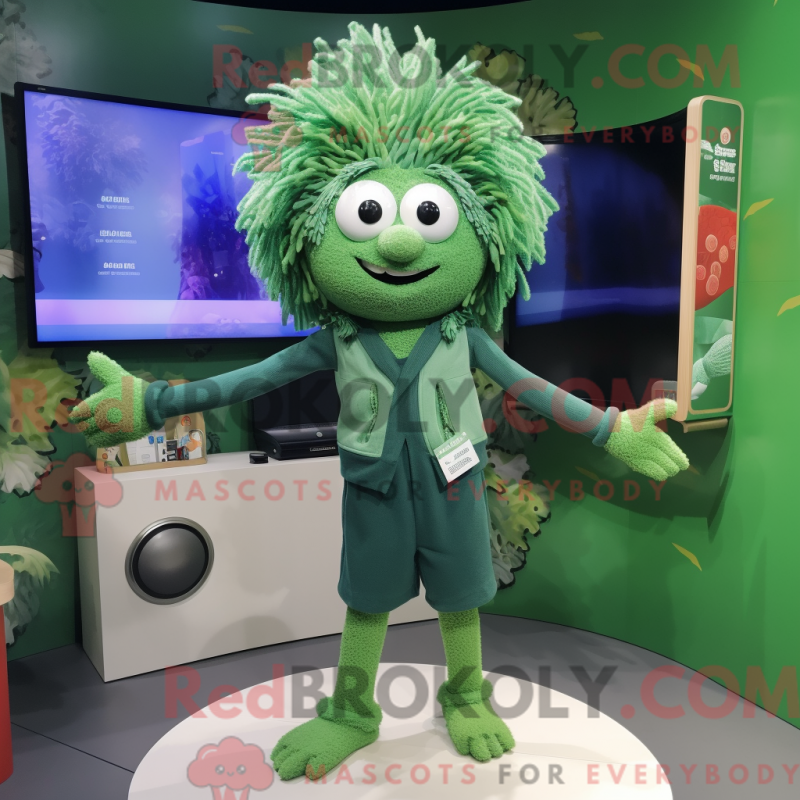 Mascot character of a Forest Green Television dressed with a Swimwear and Hairpins Mascot character of a Forest Green Television dressed with a Swimwear and Hairpins
