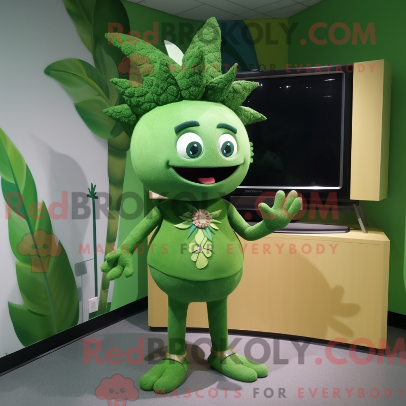 Mascot character of a Forest Green Television dressed with a Swimwear and Hairpins Mascot character of a Forest Green Television dressed with a Swimwear and Hairpins