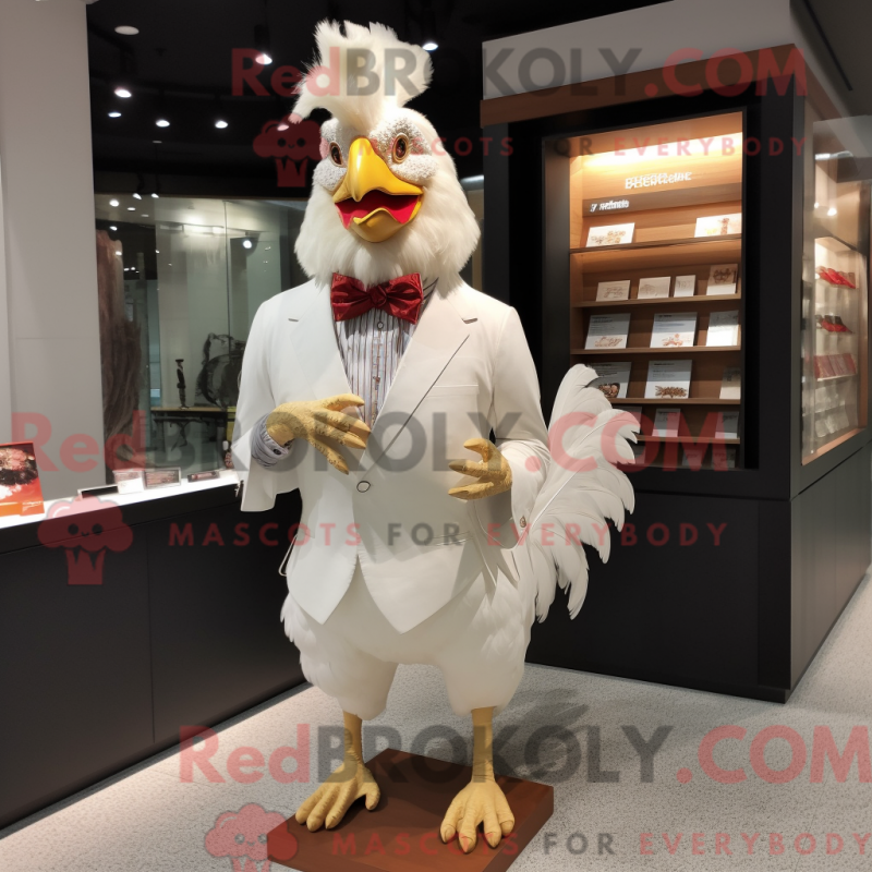 Mascot character of a Cream Rooster dressed with a Dress Shirt and Bow ties Mascot character of a Cream Rooster dressed with a Dress Shirt and Bow ties