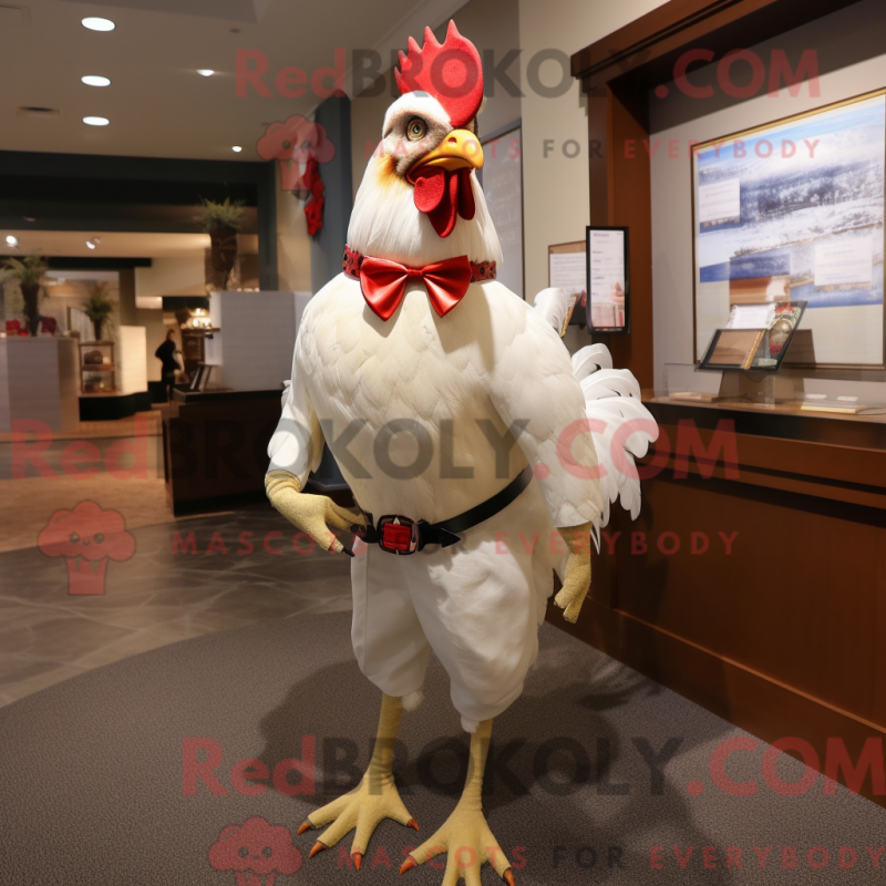 Mascot character of a Cream Rooster dressed with a Dress Shirt and Bow ties Mascot character of a Cream Rooster dressed with a Dress Shirt and Bow ties