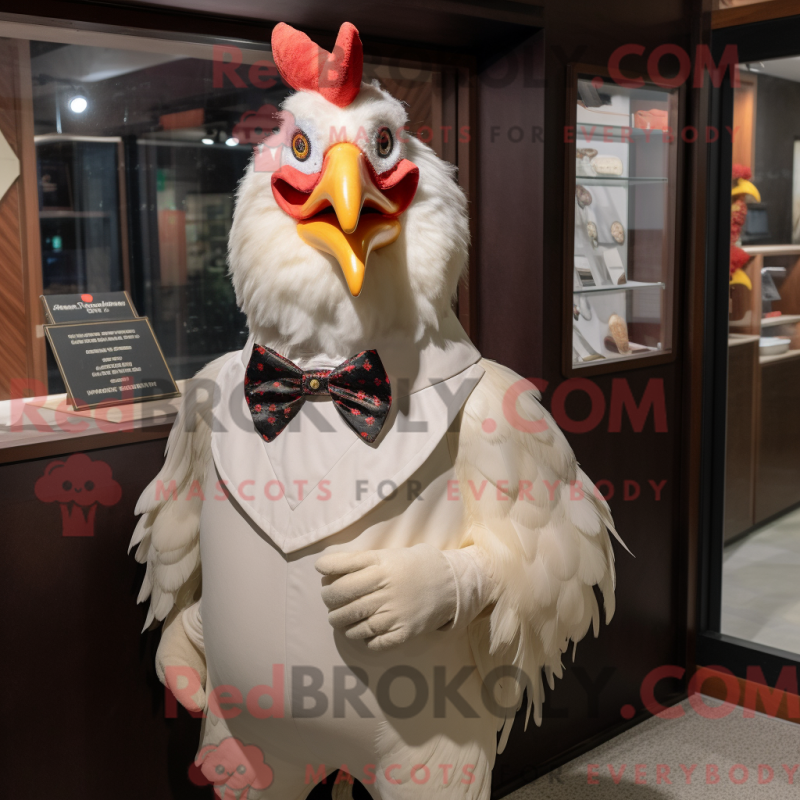 Mascot character of a Cream Rooster dressed with a Dress Shirt and Bow ties Mascot character of a Cream Rooster dressed with a Dress Shirt and Bow ties